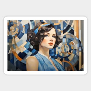 Beauty Woman Retro Abstract Colorful Painting Magnet